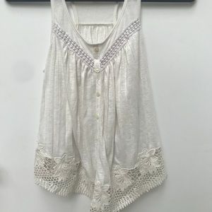 White lace button up tank top